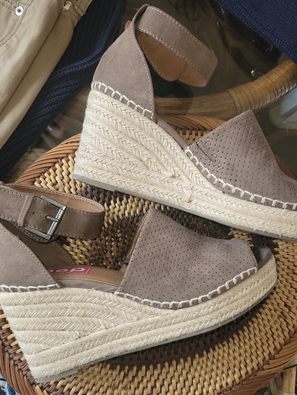 Jelly POP Espadrille Wedges in Taupe Suede Size 9